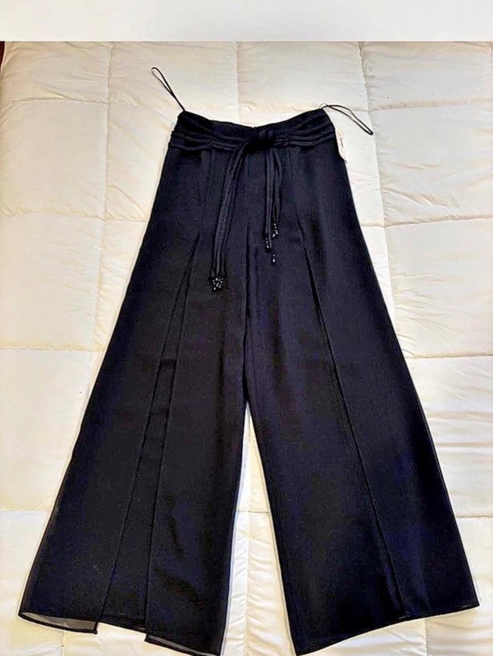 dressbarn Wide Leg with sheer overlay Pants in Black Size 4 NWT